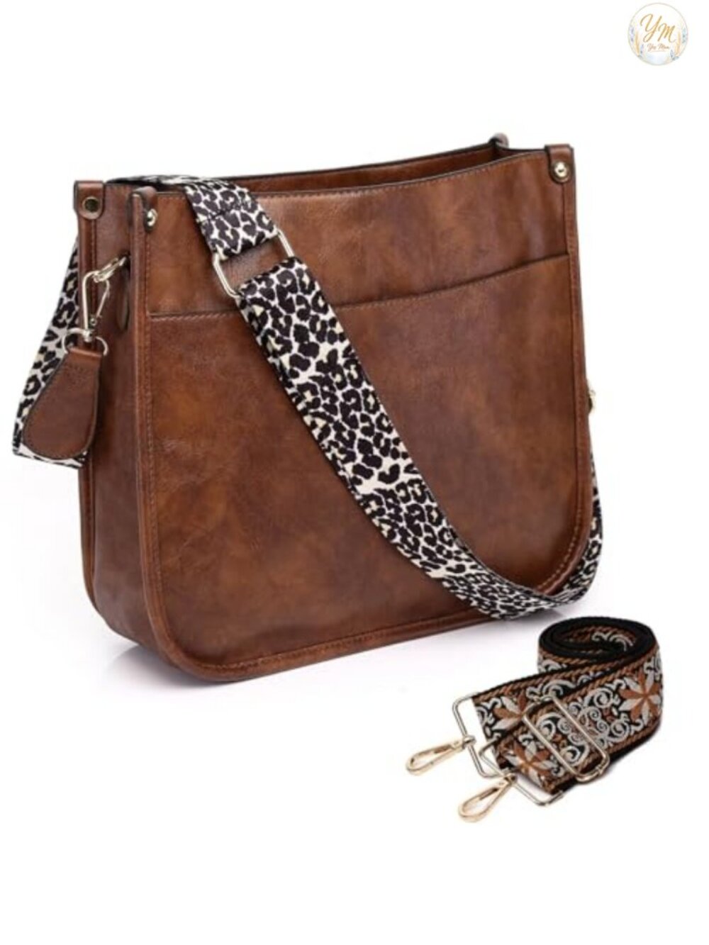Vegan Leather Crossbody Bag Women Hobo Shoulder Purse Adjustable Guitar Strap